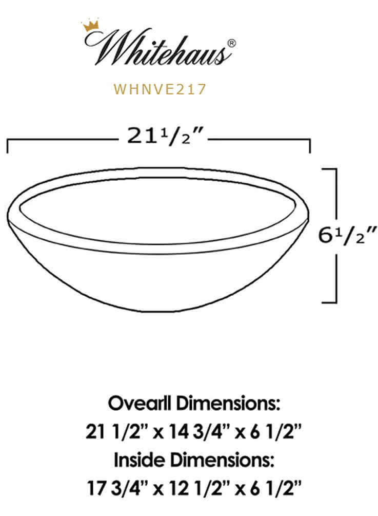 Double Wall Mirrored Stainless Steel Oval - Dimensions