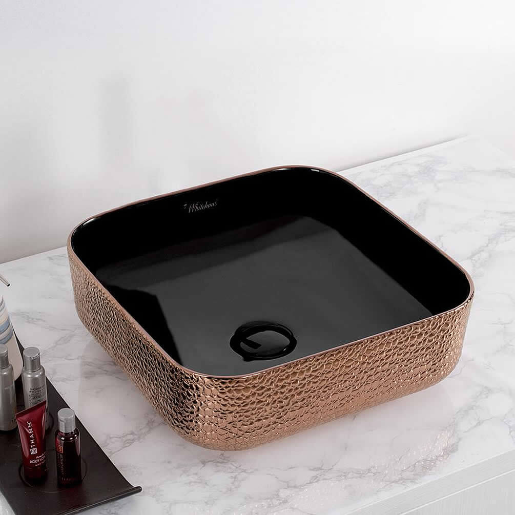 Isabella Plus Square Embossed Black/Rose Gold