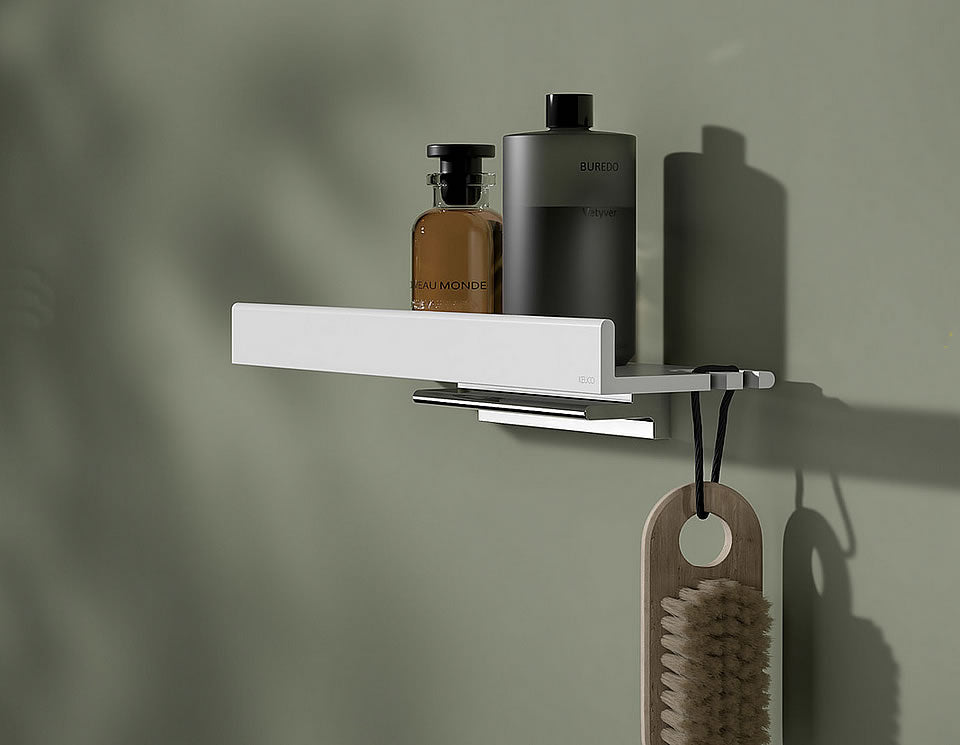 Keuco Reva Shower Shelf with or without Squeegee, 2 Fnishes
