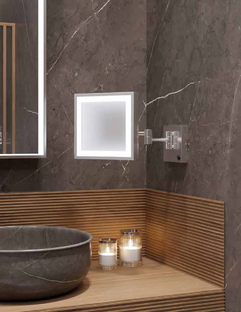 Single-sided Elixir by Electric Mirror in 5x magnification - Polished Stainless Steel shown.