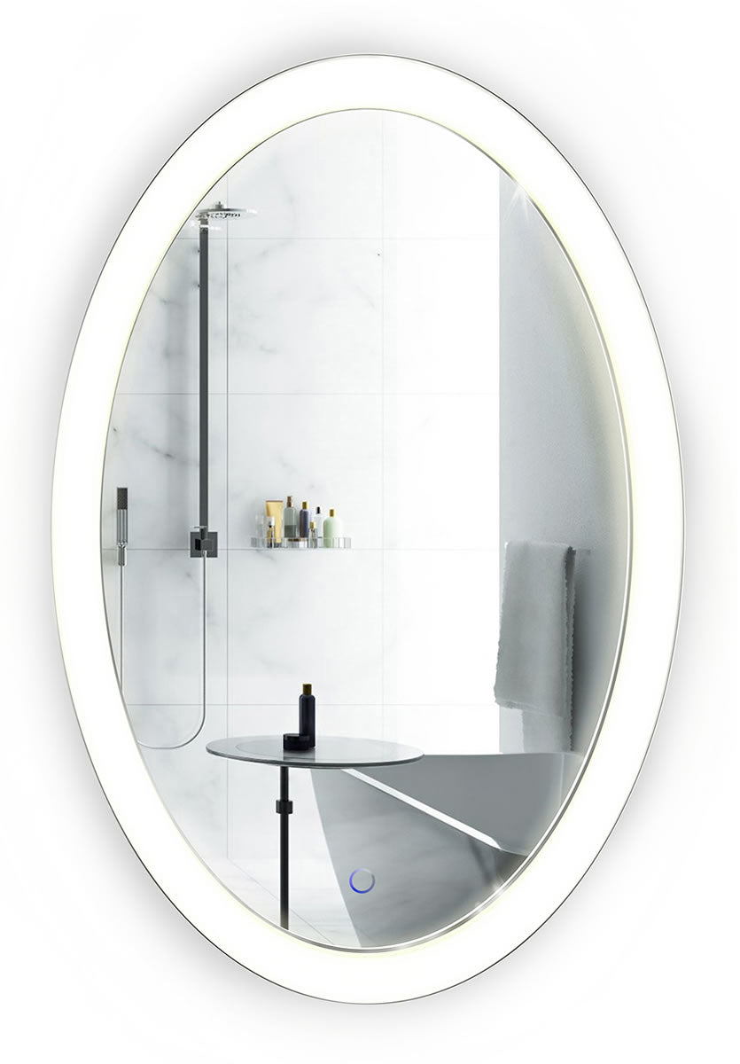 SOL Oval LED Mirror w/ Dimmer & Defogger – Krugg Reflections - Perfect Makeup Mirrors