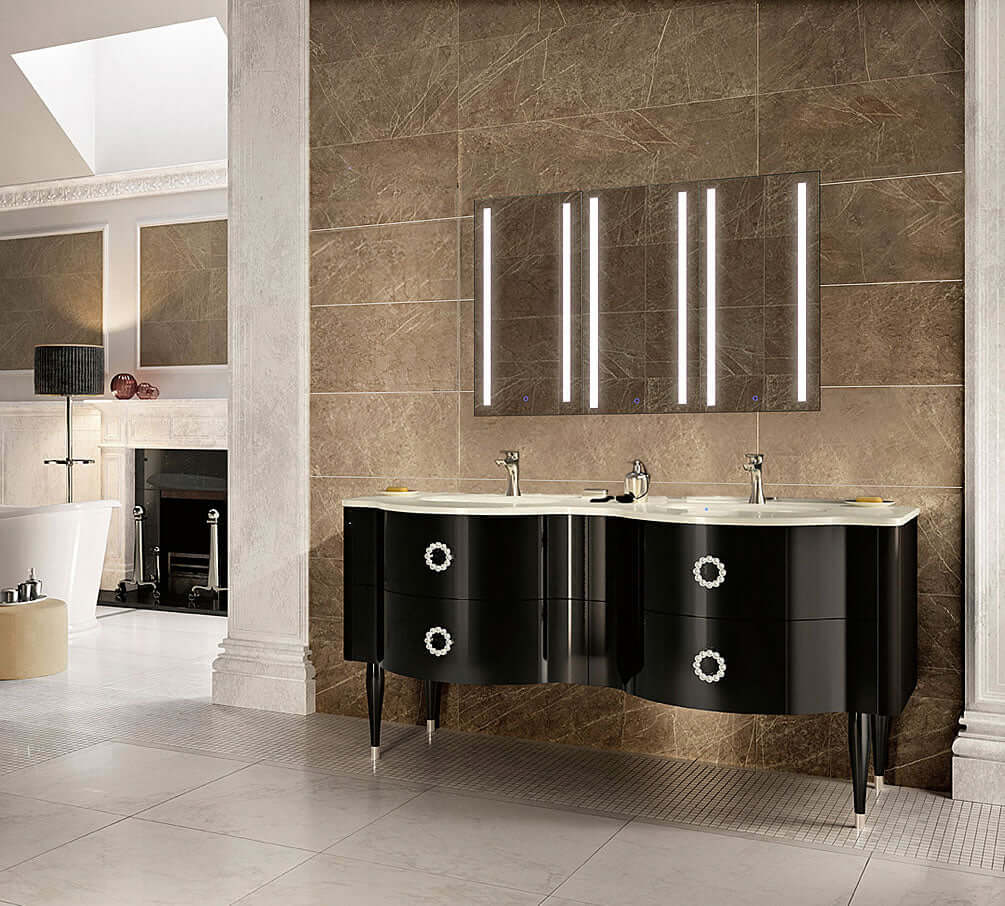 Triple-door LED Medicine Cabinet, mirror inside and outside, with Dimmer and Anti-Fog heating.