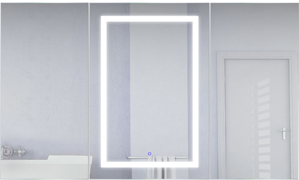 Svange 3-Door LED Cabinet 48/60" w/ Defogger – Krugg Reflections - Perfect Makeup Mirrors
