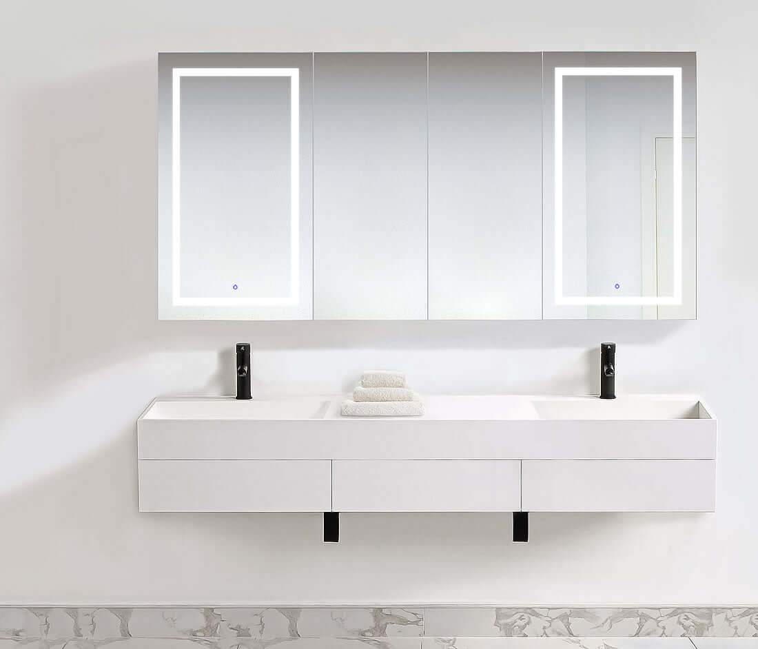 Svange LED 4-Bay 84" Cabinet w/ Defogger – Krugg Reflections - Perfect Makeup Mirrors