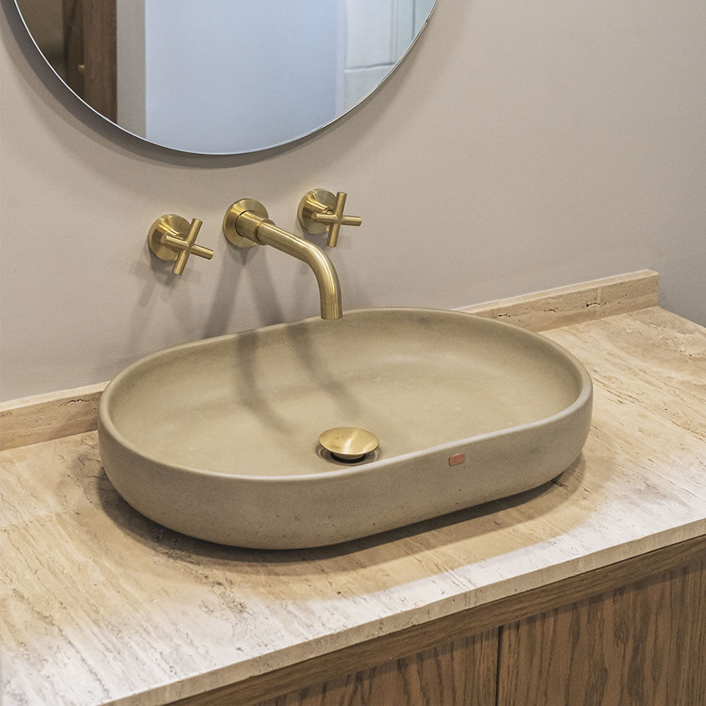 FLADD 04 Oval Concrete Sink – 15 Colors - Konkretus - Perfect Makeup Mirrors