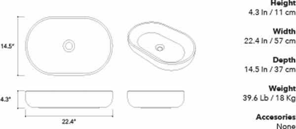 Konkretus FLADD 04 Oval Concrete Above-Mount Bathroom Sink, 13 Colors