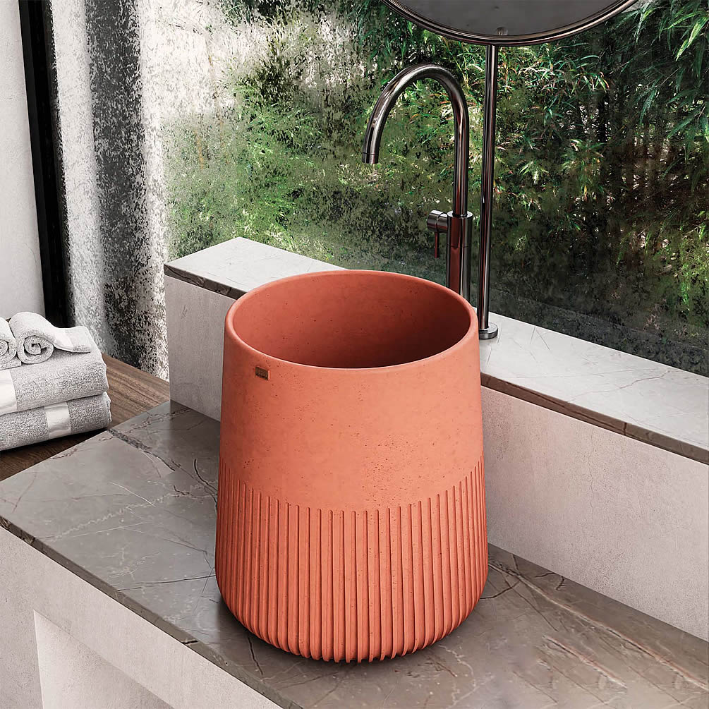 PAPUA 05 Semi-Pedestal Concrete Sink – 13 Colors - Konkretus - Perfect Makeup Mirrors