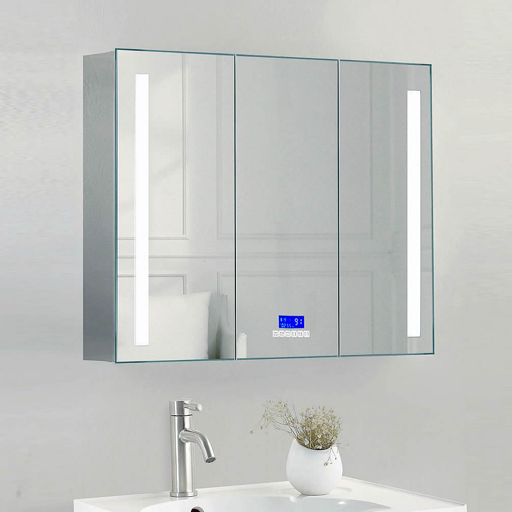 42" X 28" Triple Door LED and Bluetooth Medicine Cabinet - ALFI brand - Perfect Makeup Mirrors