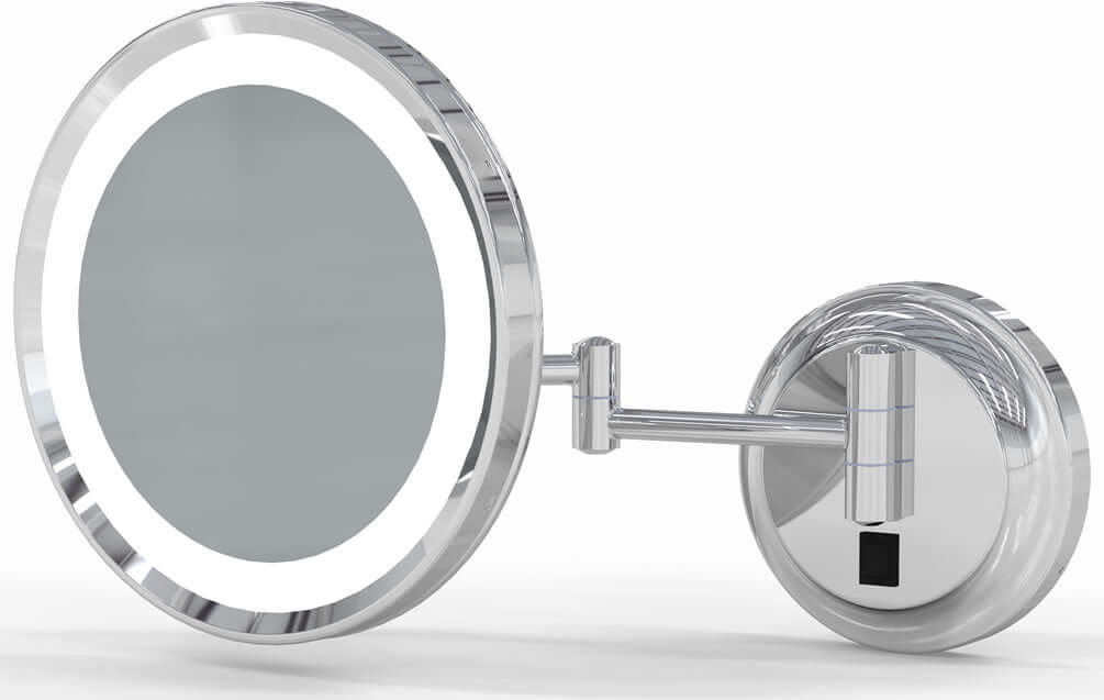 1-Sided 2-Color LED 5x Hardwired Makeup Mirror, Polished Chrome - Kimball & Young - Perfect Makeup Mirrors
