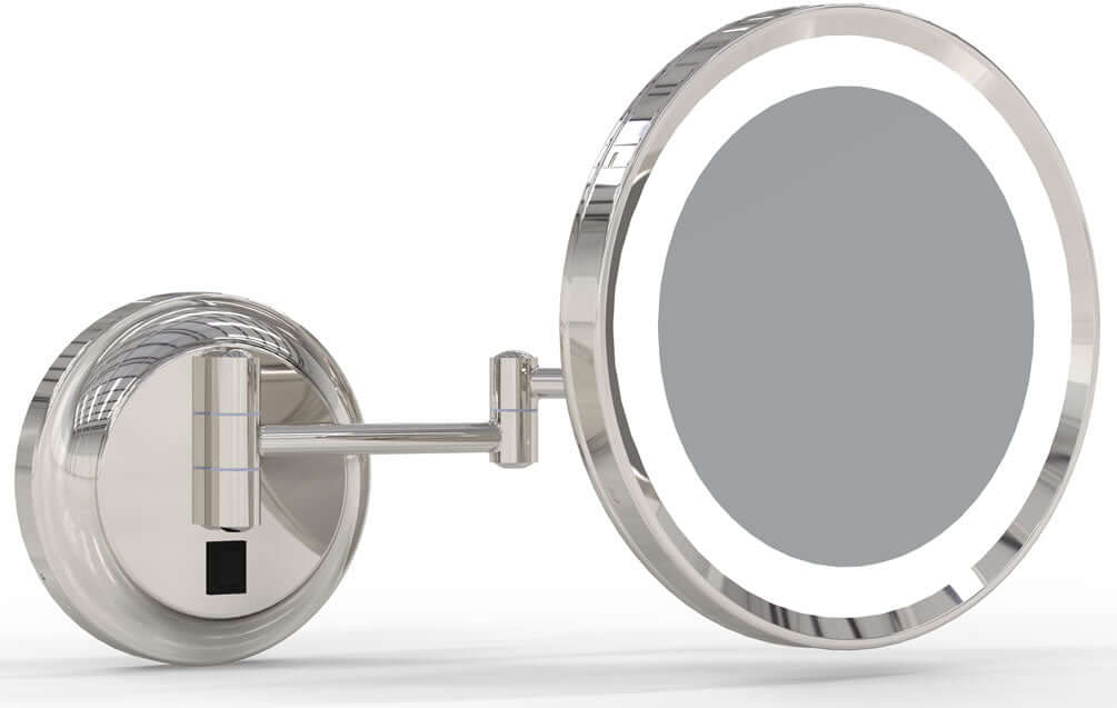 1-Sided 2-Color LED 5x Hardwired Makeup Mirror, Polished Nickel - Kimball & Young - Perfect Makeup Mirrors