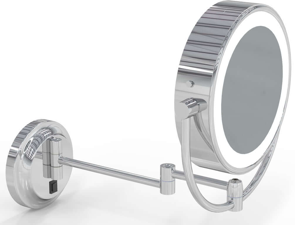 Hardwired 5x/1x Reversible Makeup Mirror, 3500K/5500K LEDs, Polished Chrome - Kimball & Young - Perfect Makeup Mirrors