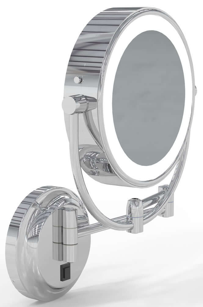 Hardwired 5x/1x Reversible Makeup Mirror, 3500K/5500K LEDs, Polished Chrome - Kimball & Young - Perfect Makeup Mirrors