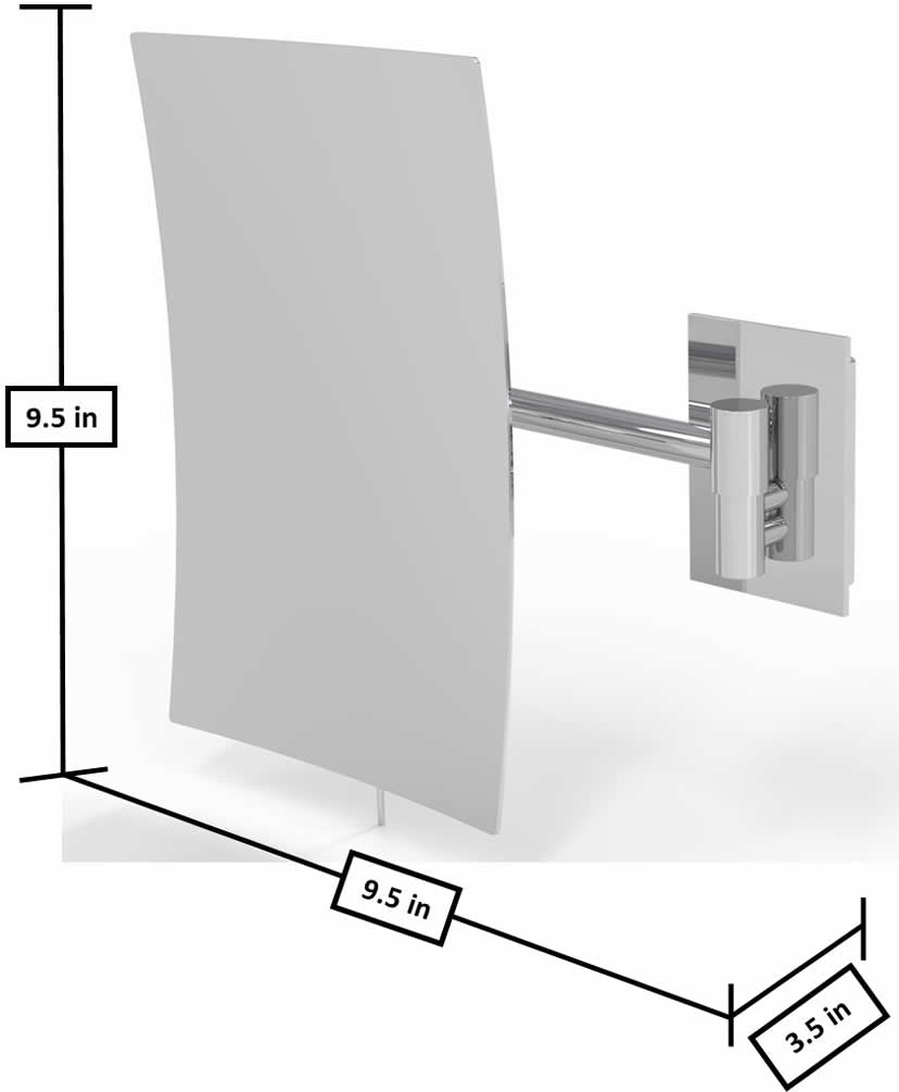 Dimensions - retracted. Polished Chrome shown.