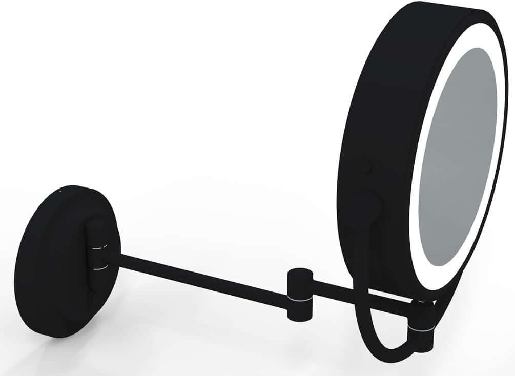 Hardwired 5x/1x Reversible Makeup Mirror, 3500K/5500K LEDs, Matte Black - Kimball & Young - Perfect Makeup Mirrors