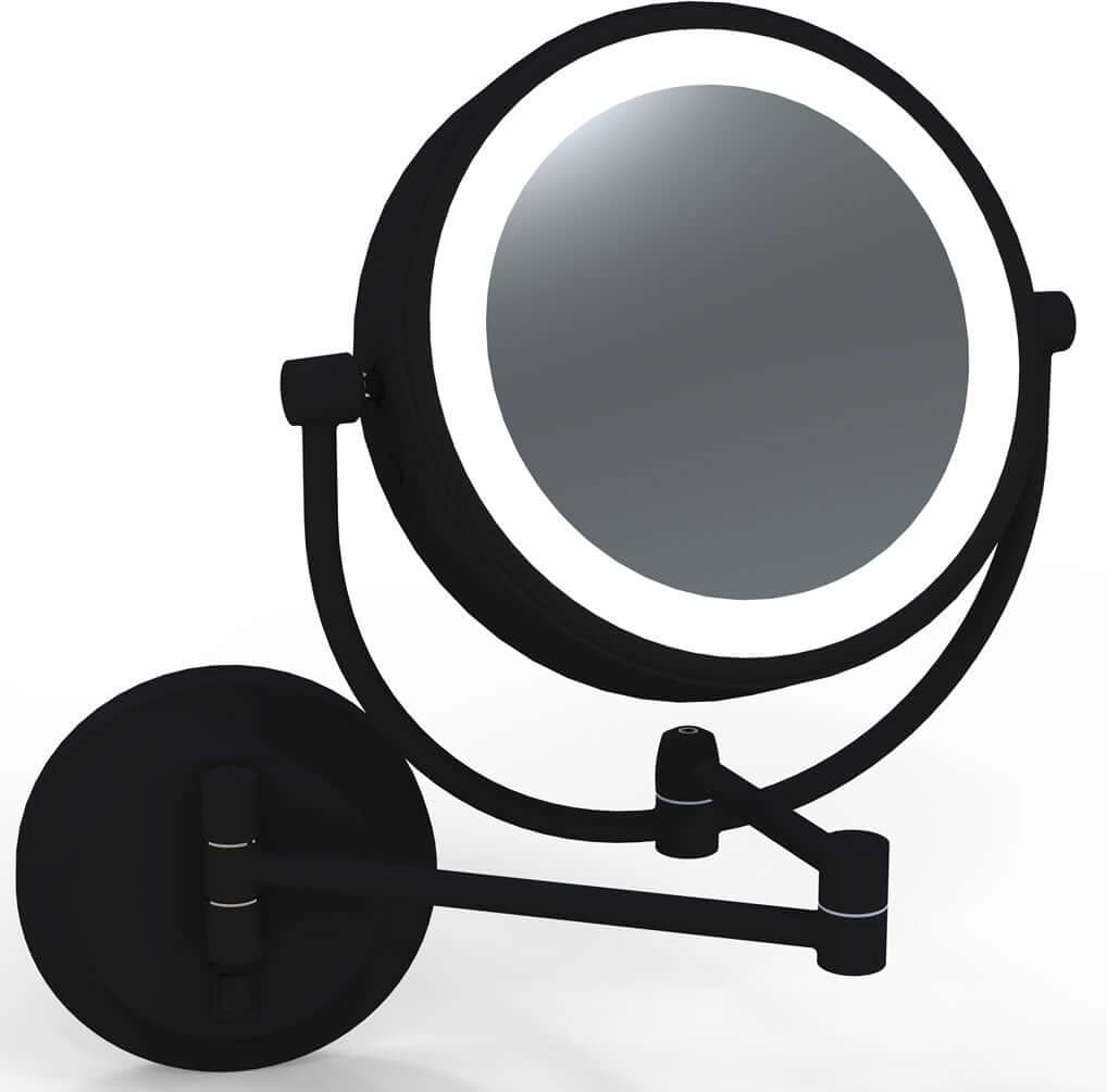 Hardwired 5x/1x Reversible Makeup Mirror, 3500K/5500K LEDs, Matte Black - Kimball & Young - Perfect Makeup Mirrors