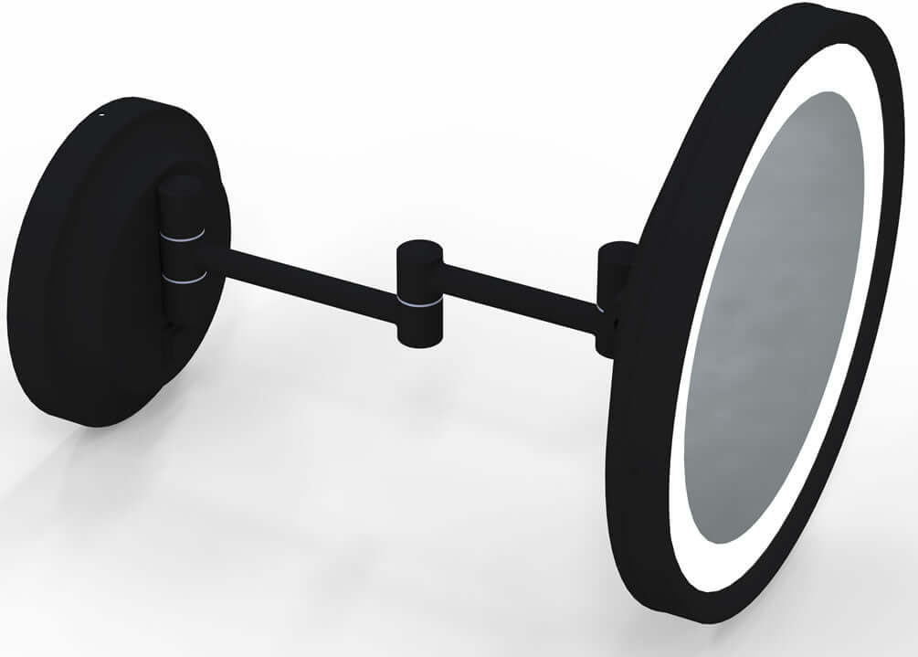 1-Sided 2-Color LED 5x Hardwired Makeup Mirror, Matte Black - Kimball & Young - Perfect Makeup Mirrors