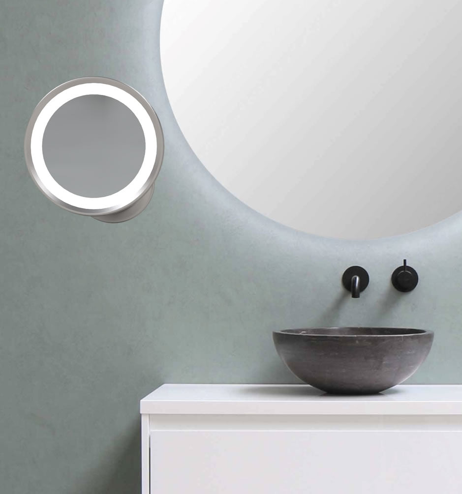 Kimball & Young Hardwired 1-Sided 2-Color LED 5x Make Up Mirror, Brushed Nickel + 4 Finishes
