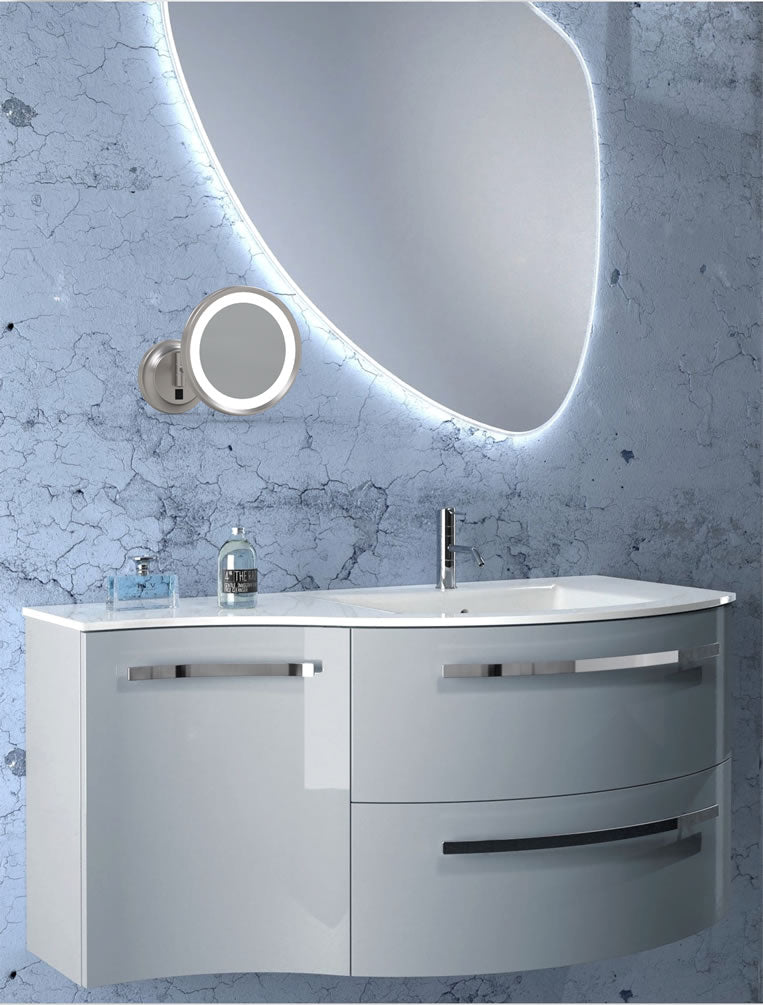 Kimball & Young Hardwired 1-Sided 2-Color LED 5x Make Up Mirror, Brushed Nickel + 4 Finishes