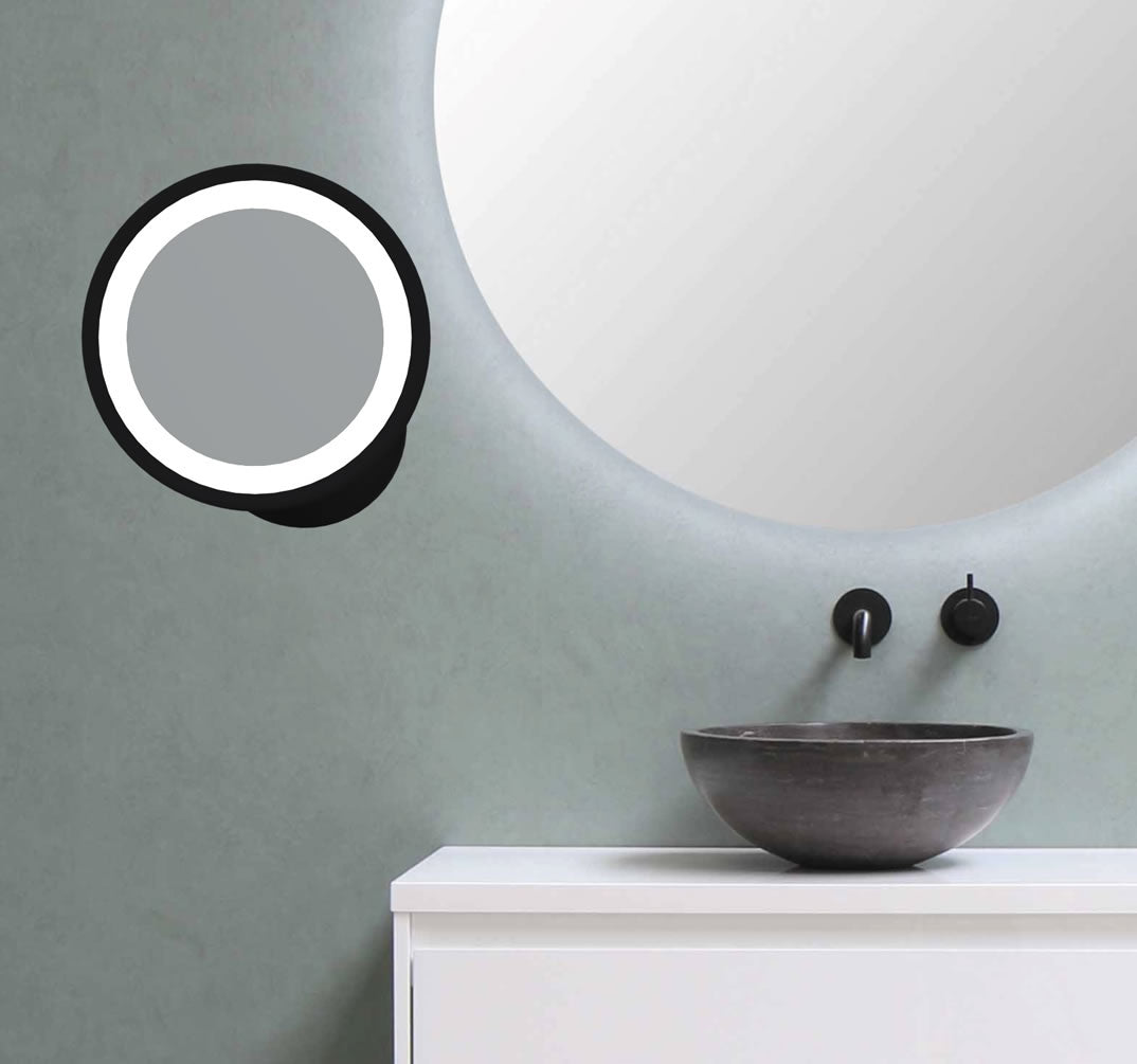 Kimball & Young Hardwired 1-Sided 2-Color LED 5x Make Up Mirror, Matte Black + 4 Finishes