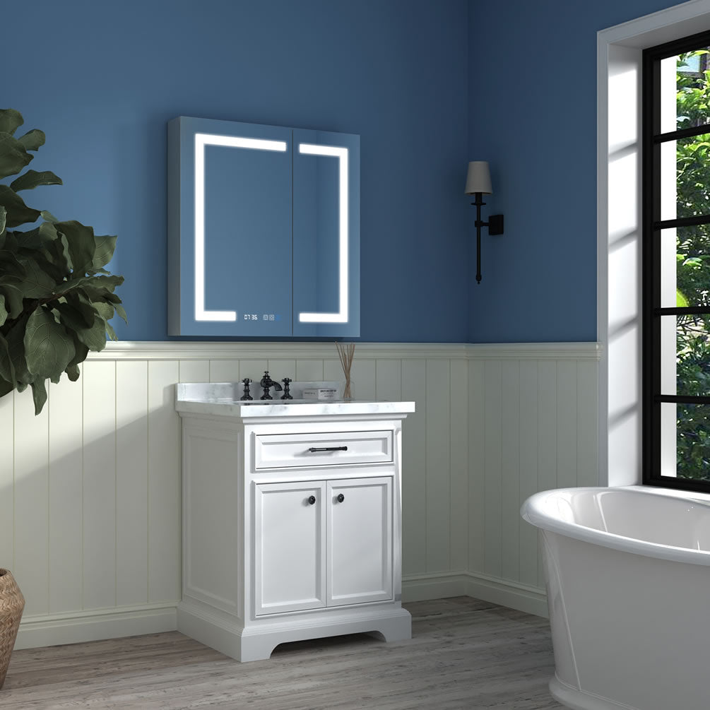 Mirror Luxe 30" Mirrored LED Full-Featured 2-Door Medicine Cabinet