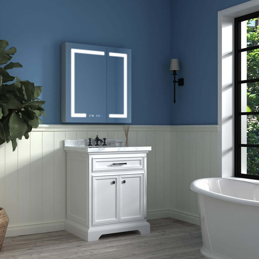 Mirror Luxe 30" Mirrored LED Full-Featured 2-Door Medicine Cabinet