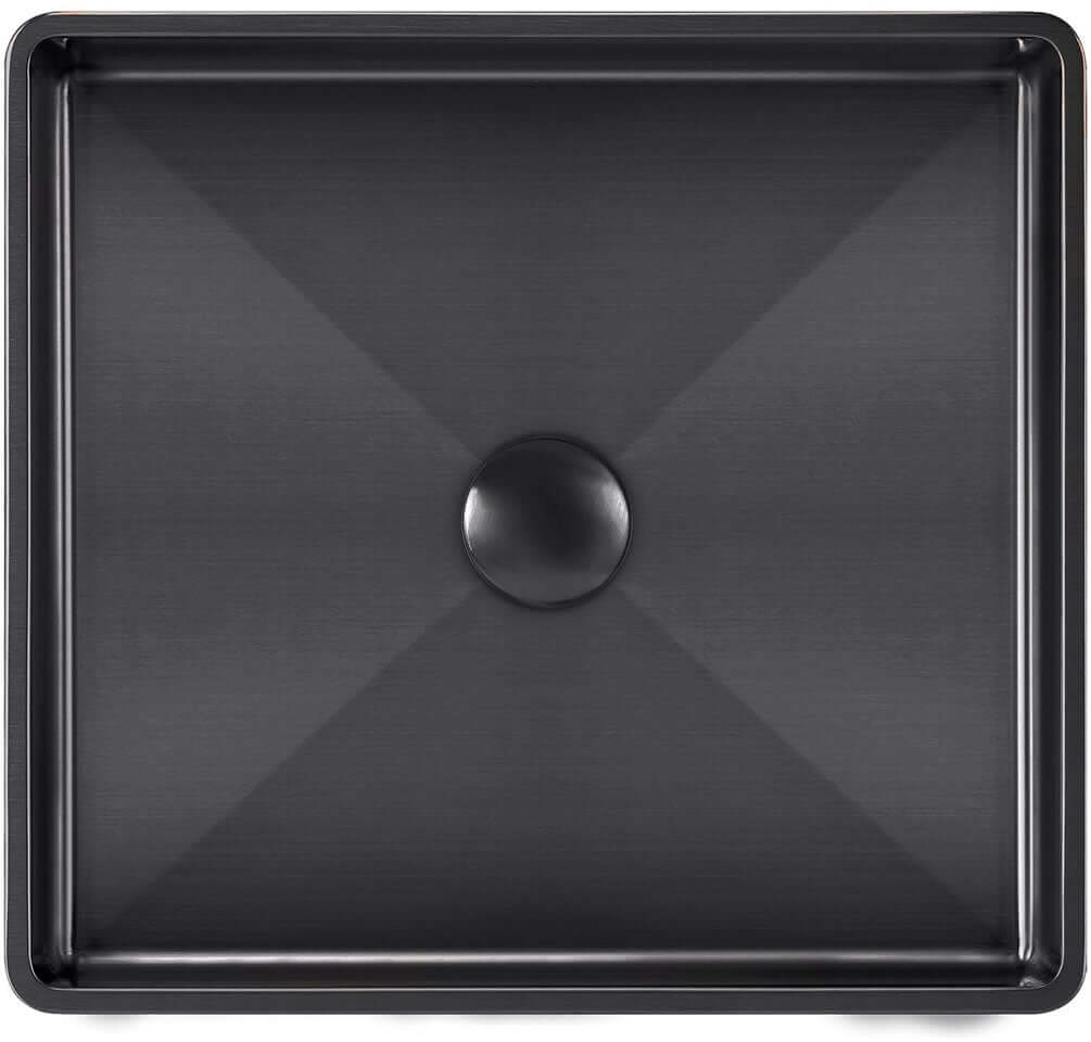 Whitehaus Noah Plus 15" Square Drop-In Stainless Steel Bathroom Sink with Center Drain