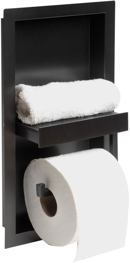 Stainless Steel Toilet Paper Holder & Niche, 2 Blacks or White - ALFI brand - Perfect Makeup Mirrors
