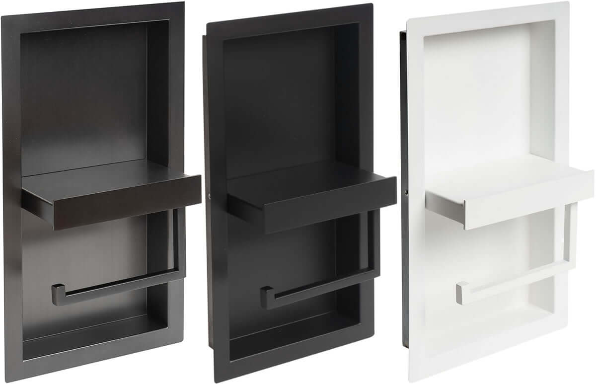 Brushed Black, Matte Black, and Matte White