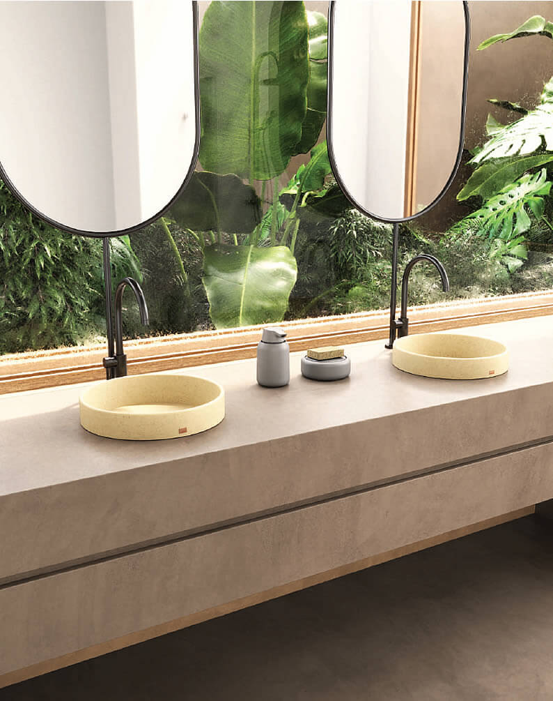 Konkretus FLADD 02 Round Concrete Bathroom Above-Mount Sink, 13 Colors