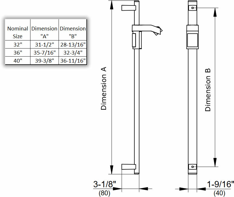 Keuco Axess Hand Shower Rail with Sliding Bracket - 3 Sizes, 3 Finishes
