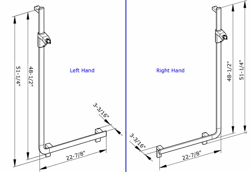 Keuco Axess ADA 90° Angle Bar with Included Hand Shower Bracket