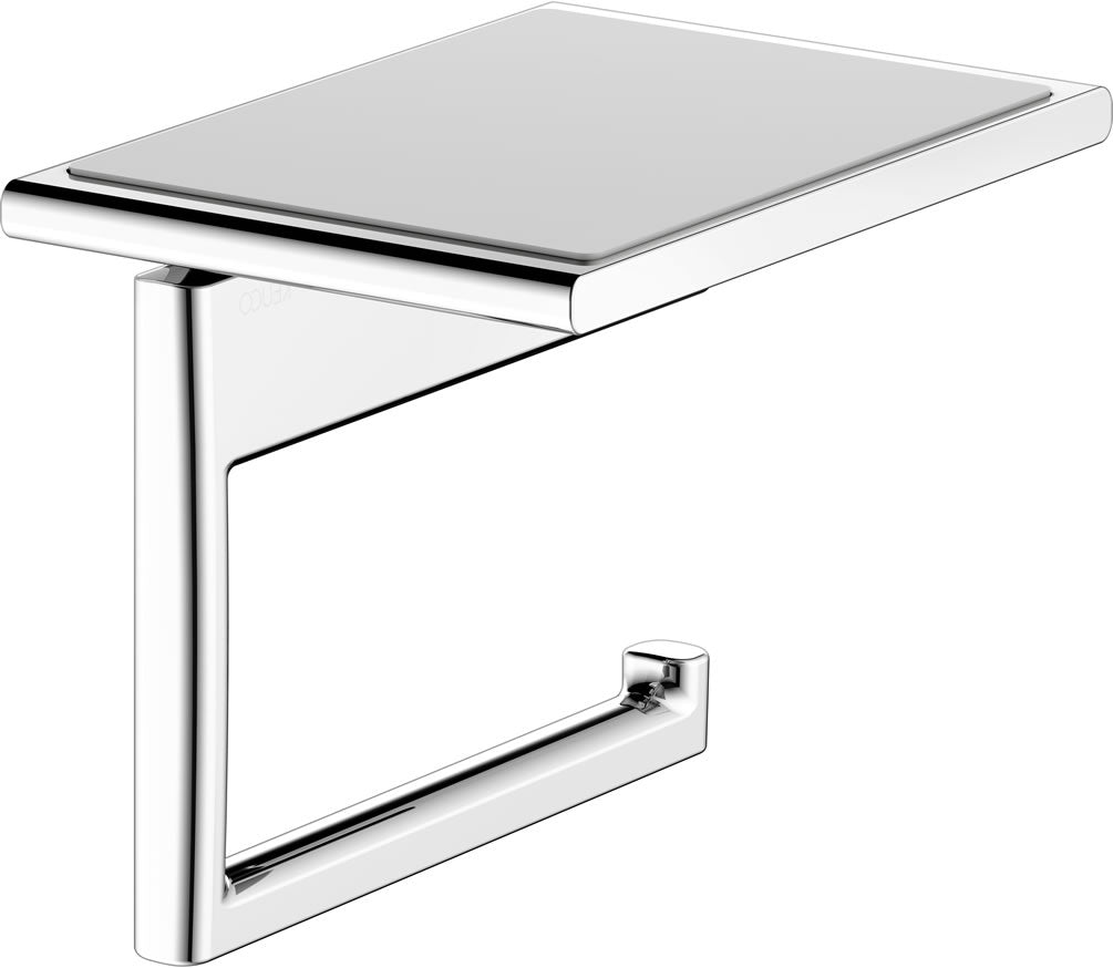 Edition Actis Toilet Paper Holder with Shelf, 2 Fnishes - Keuco - Perfect Makeup Mirrors
