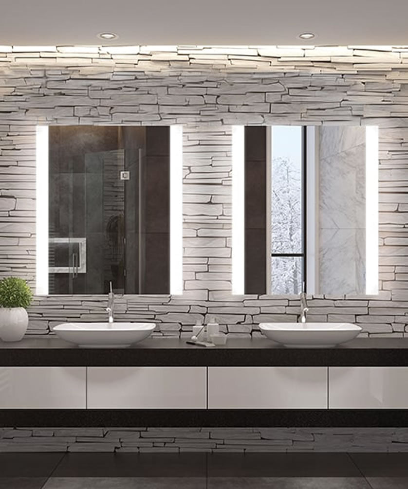 Electric Mirror Novo LED Mirror with 3-Inch Side Border Illumination and Wall Glow -3 Sizes