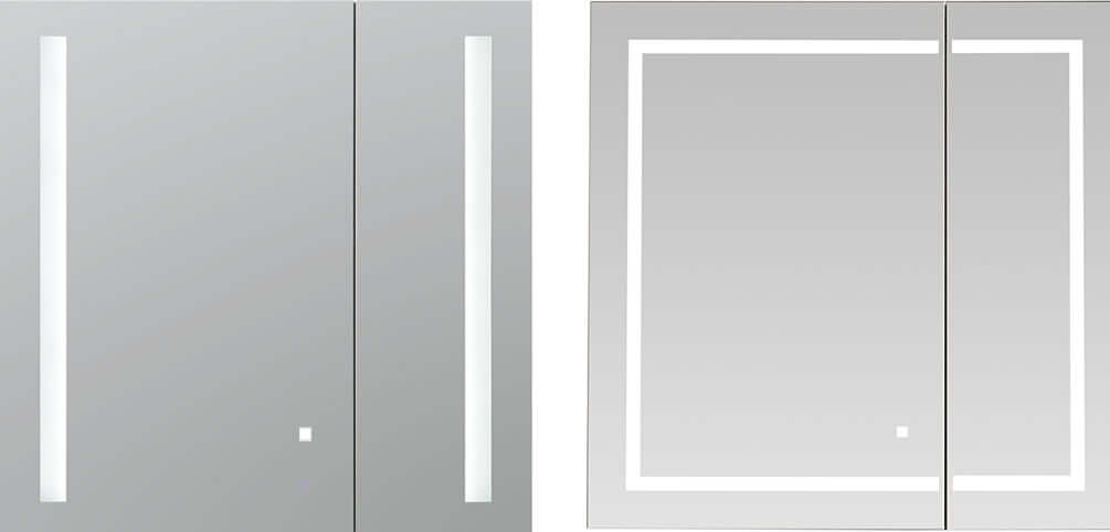 Royale BASIC & Royal BASIC "Q" 2-Door LED 30" x 30" Medicine Cabinets with Dimmer - Aquadom - Perfect Makeup Mirrors