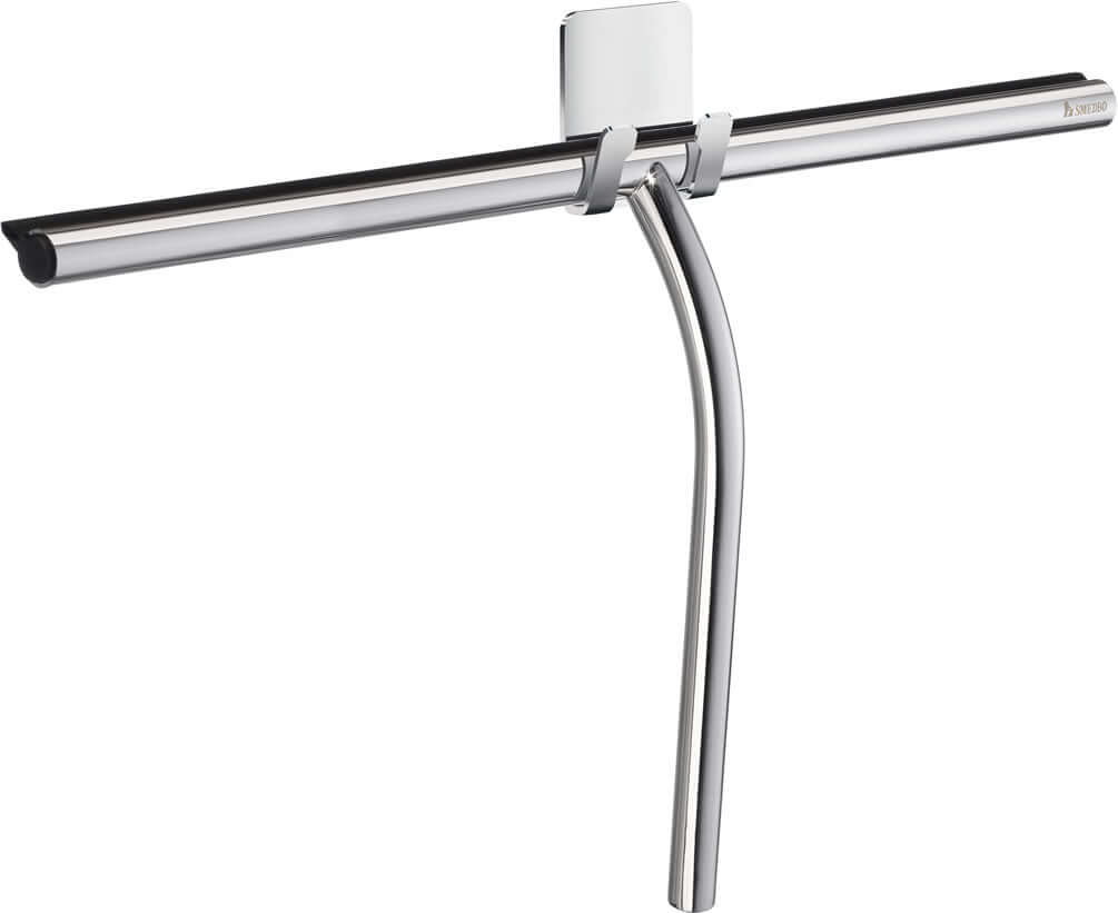 15.75" Shower Squeegee with Self-Adhesive Hook, Chrome/Black - SMEDBO - Perfect Makeup Mirrors