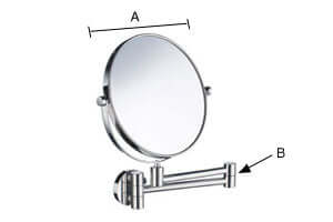 A: 8" / 200mm B: (extended) 14" / 340mm