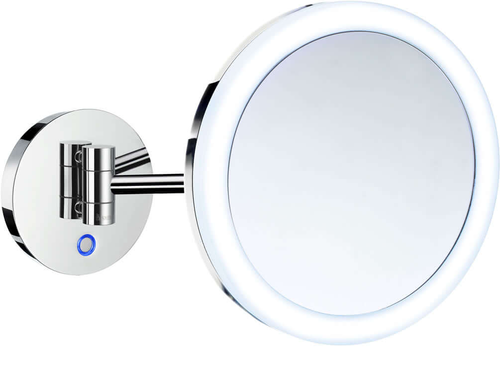 Smedbo 5x Battery Operated LED Makeup Mirror with Light - Wall-Mount Polished Chrome or Matte Black