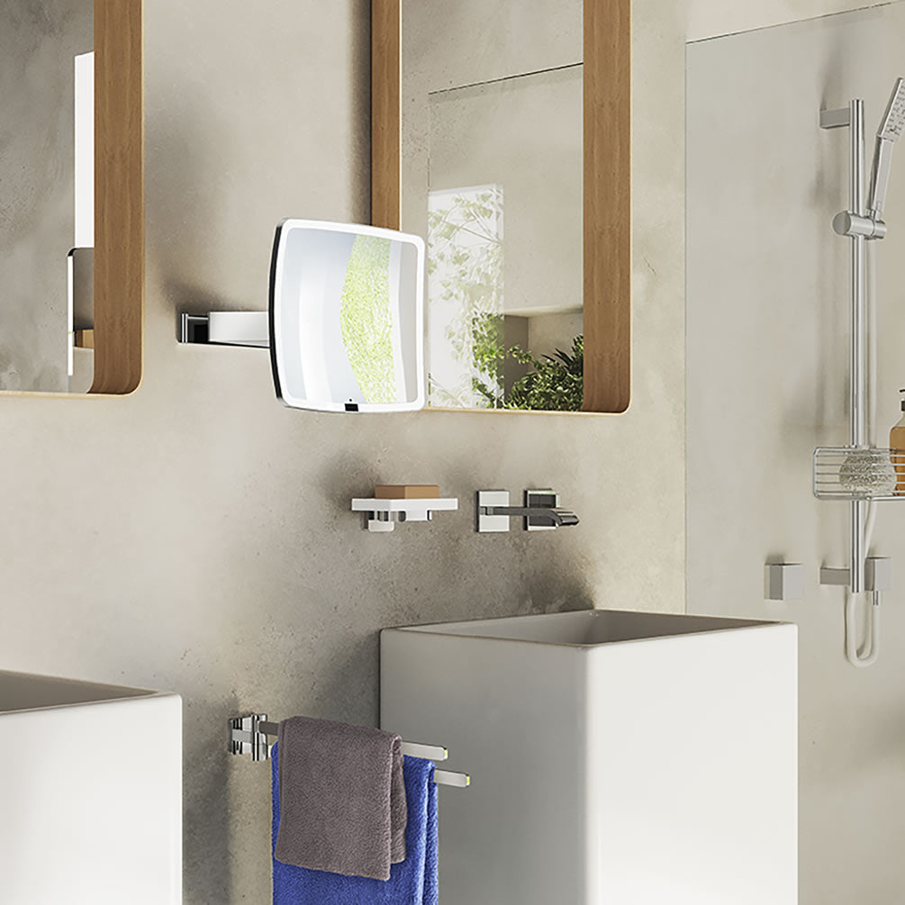 Outline 7x Rechargeable Lighted Wall Mirror, Chrome - SMEDBO