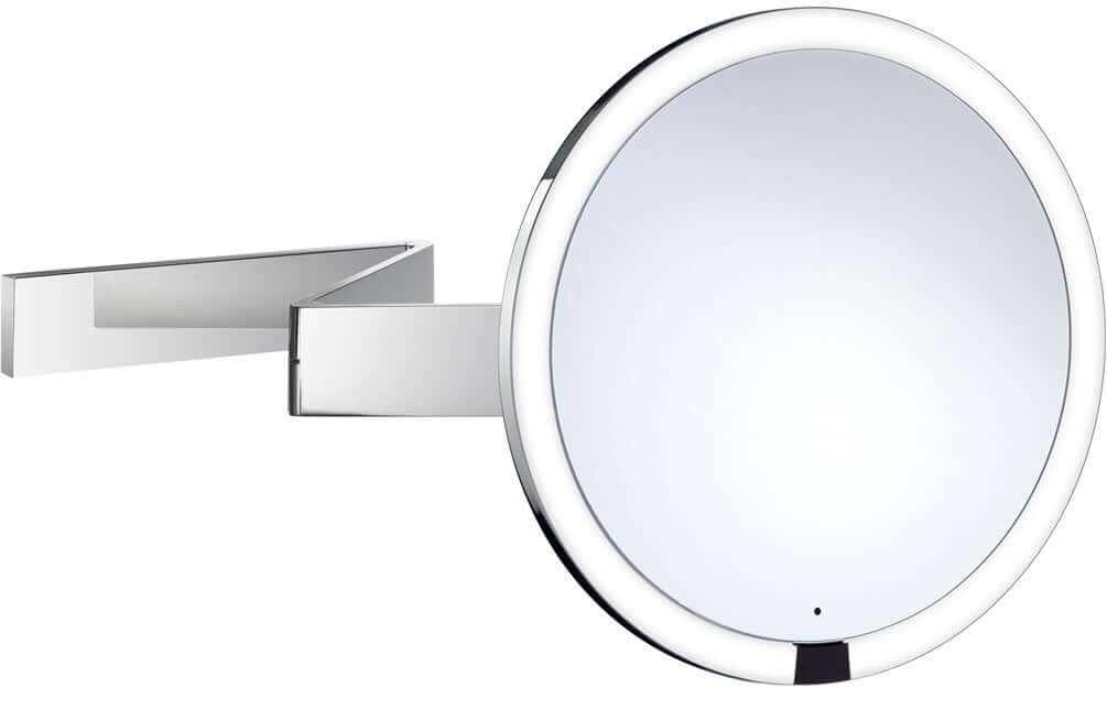 Smedbo 7x Cordless LED Round Makeup Mirror with Light - Wall-Mounted in Polished Chrome