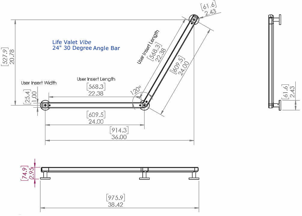 24" Angled 30-Degree Grab Bar