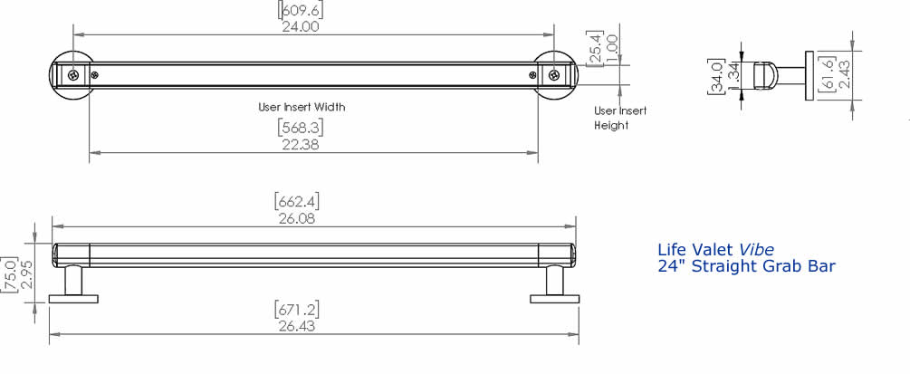 24" Straight Gbrab Bar