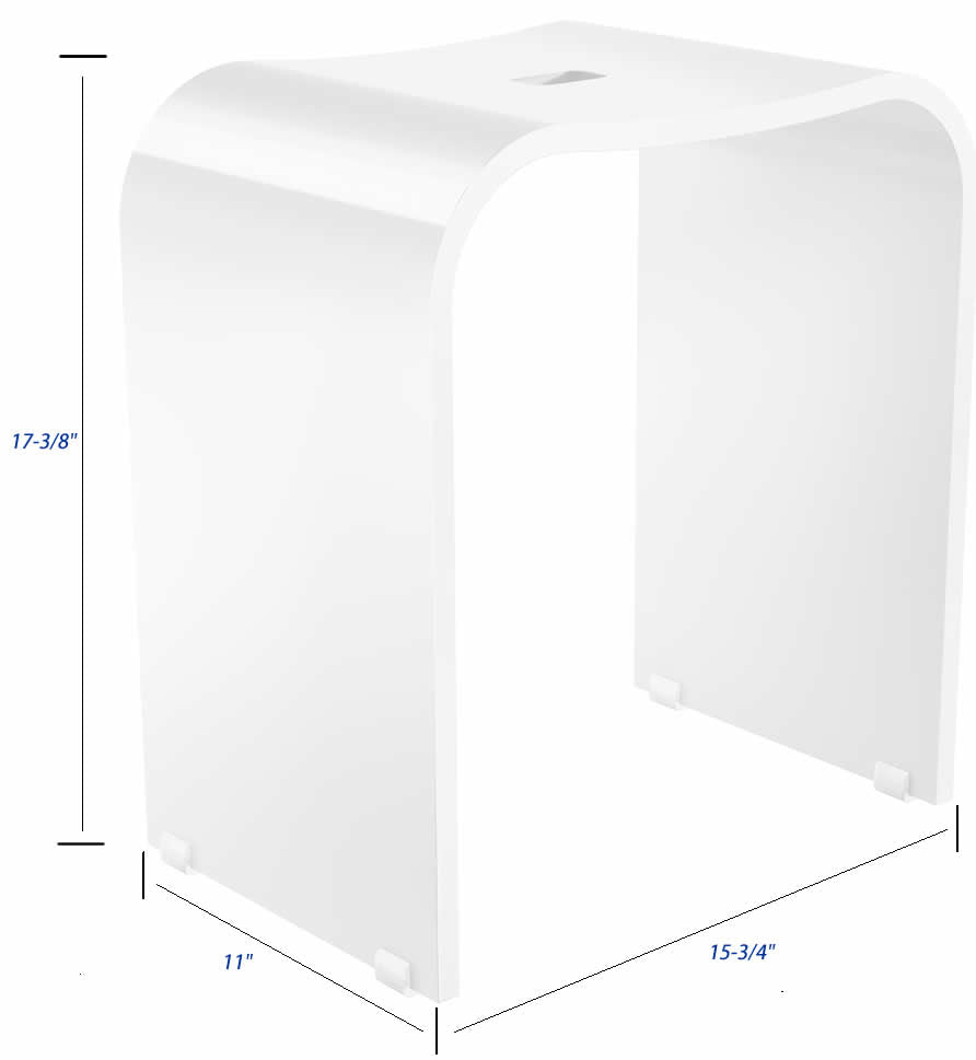 Heavy Plexiglas Shower Seat, Matte Black or White - SMEDBO - Perfect Makeup Mirrors