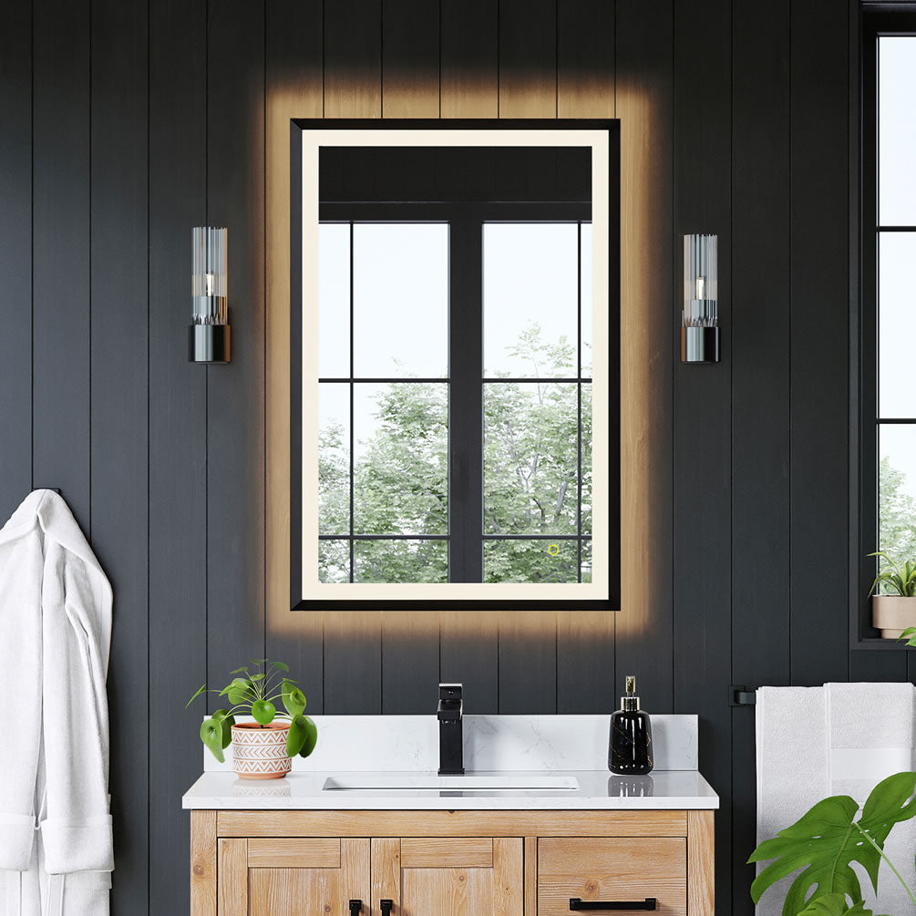Anti-Fog Dimmable Bathroom LED Vanity Mirror, Matte Black or Gold: 3 Sizes up to 48" - Altair Design - Perfect Makeup Mirrors