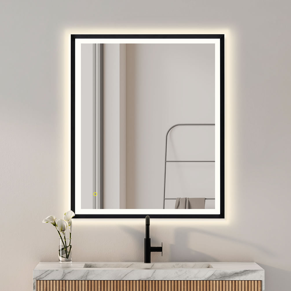Anti-Fog Dimmable Bathroom LED Vanity Mirror, Matte Black or Gold: 3 Sizes up to 48" - Altair Design - Perfect Makeup Mirrors