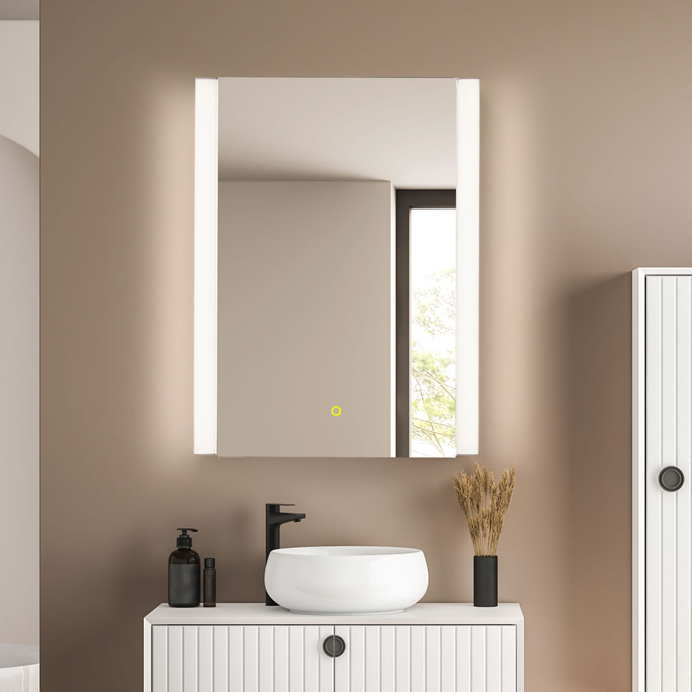 Serra Mirrored LED Side-Lit Surface-Mount Medicine Cabinet - Altair Design - Perfect Makeup Mirrors
