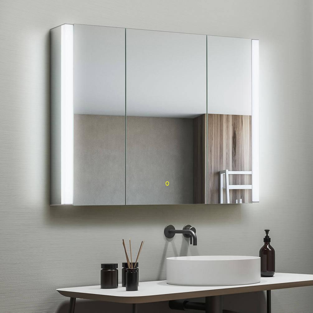 Serra 3-Door Mirrored LED Side-Lit Surface-Mount Medicine Cabinet - Altair Design - Perfect Makeup Mirrors