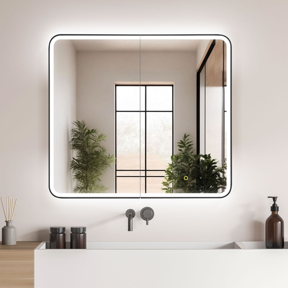 Ostaria 2-Door Mirrored LED Medicine Cabinet, Recess or Surface Mount - Altair Design - Perfect Makeup Mirrors