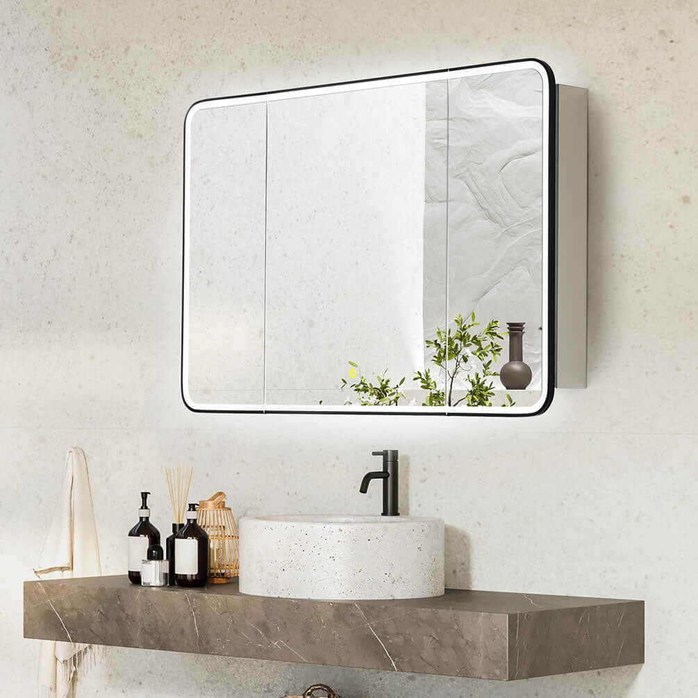 Altair Ostaria 3-Door Mirrored LED Surface-Mount/Recessed Medicine Cabinet