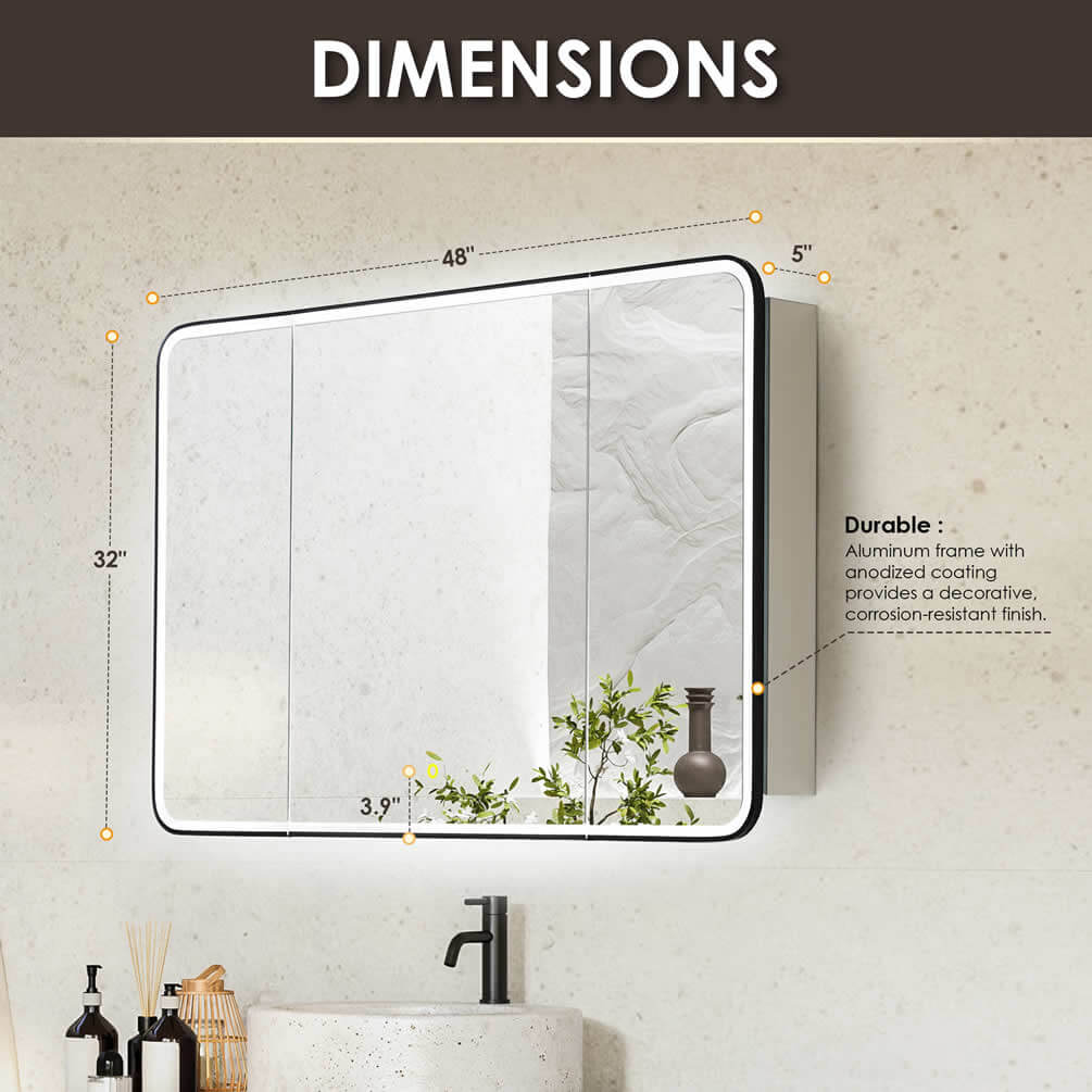 Altair Ostaria 3-Door Mirrored LED Surface-Mount/Recessed Medicine Cabinet