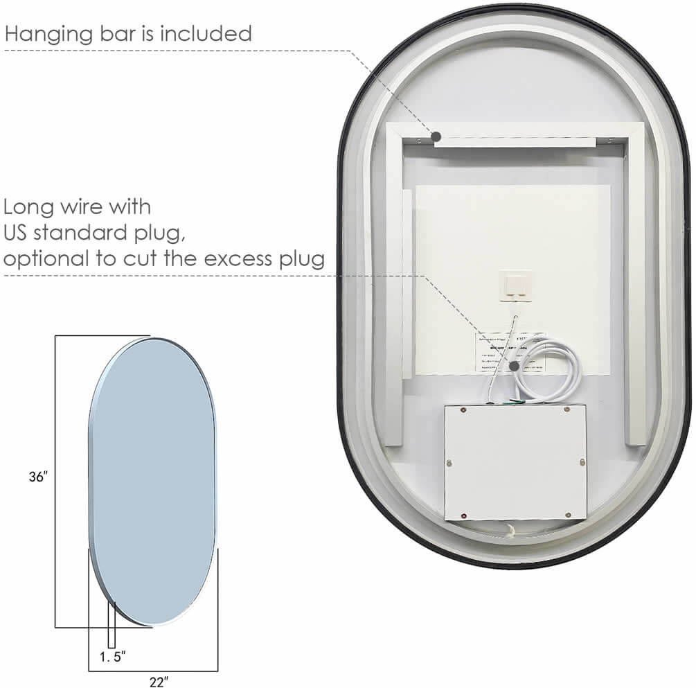 Rear view and dimensions.